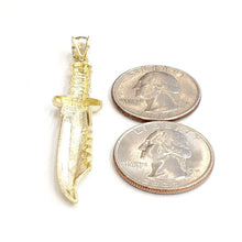 Load image into Gallery viewer, New 10k yellow Gold dagger knife Pendant charm fine gift jewelry for men 3.5g
