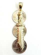Load image into Gallery viewer, New 10k yellow Gold dagger knife Pendant charm fine gift jewelry for men 4.9g
