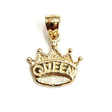 Load image into Gallery viewer, 14k yellow Gold Tiny Queen Crown Tiara Pendant charm gift fine jewelry 1.1g
