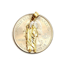 Load image into Gallery viewer, New 14k solid Gold two tone saint Jude juda Pendant charm fine gift jewelry 0.9g
