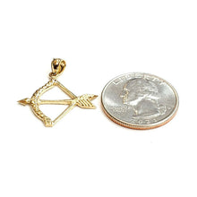 Load image into Gallery viewer, New 14k yellow Gold Bow and Arrow Hunting Pendant Charm gift fine Jewelry 1.6g
