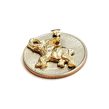 Load image into Gallery viewer, 14k yellow Gold elephant Pendant charm unisex fine gift good luck jewelry 1.4g
