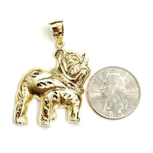 Load image into Gallery viewer, 10k yellow Gold bulldog full body Pendant charm diamond cut fine jewelry 6.5g
