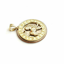 Load image into Gallery viewer, New 14k yellow Gold round lion Leo zodiac sign Pendant charm fine jewelry 2.6g
