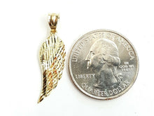 Load image into Gallery viewer, 14k Yellow Gold Single Angel Wing Pendant Diamond Cut Unisex fine jewelry 1.2g
