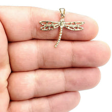 Load image into Gallery viewer, New 14k yellow gold dragonfly Pendant charm gift fine jewelry 1.8g

