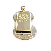 Load image into Gallery viewer, New 10k Yellow Gold 999.9 fine 3D gold bar brick bar Pendant charm jewelry 6.5g
