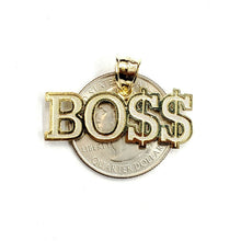 Load image into Gallery viewer, New 10k yellow Gold Boss dollar sign word Pendant charm fine gift jewelry 3.1g
