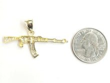 Load image into Gallery viewer, 10k yellow Gold AK-47 machine gun rifle Pendant charm fine jewelry zirconia 3.4g
