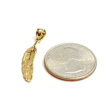 Load image into Gallery viewer, New 14k Yellow Gold solid feather Pendant Unisex gift fine jewelry 1.1g
