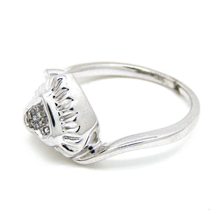 0.14Ct Natural Diamond In 14k white Gold Women's heart Ring fine gift Size 6.75