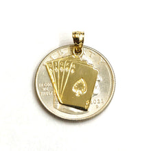 Load image into Gallery viewer, 14k yellow Gold royal flush spade A K Q J 10 poker cards Pendant jewelry 1.5g
