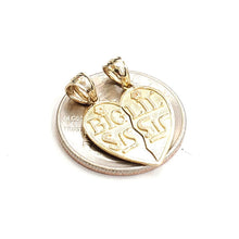 Load image into Gallery viewer, 14k yellow Gold big sis Lil sis heart Pendant charm breakable fine jewelry 2g

