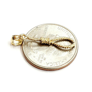 New 14k yellow Gold Noose rope 3D Pendant charm fine jewelry gift unisex 0.9g