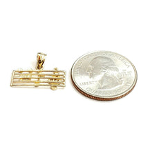 Load image into Gallery viewer, 14k solid yellow Gold music sign note Pendant rectangular fine jewelry gift 1.2g
