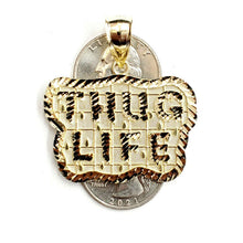 Load image into Gallery viewer, New 10k yellow Gold Thug Life word Pendant charm diamond cut fine jewelry 8.3g
