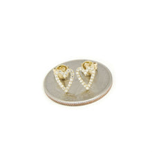 Load image into Gallery viewer, New 14k yellow Gold 0.12Ct Round Diamond heart stud Earrings Push Back Fastening
