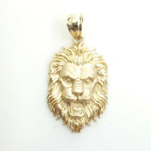 Load image into Gallery viewer, 14k yellow solid Gold lion Leo head face Pendant charm fine gift jewelry 2.7g
