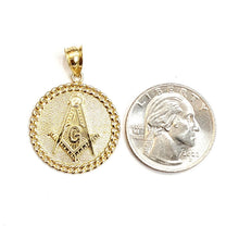 Load image into Gallery viewer, New 10k yellow Gold round Freemason Masonic Pendant 0.97" religious jewelry 3.9g
