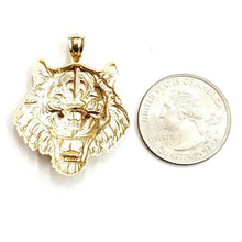 Load image into Gallery viewer, 14k yellow solid Gold tiger male head face Pendant diamond cut fine jewelry 5.7g
