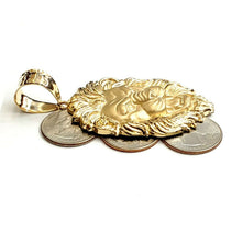 Load image into Gallery viewer, 14k yellow solid Gold big lion Leo head face Pendant charm fine jewelry 23.7g
