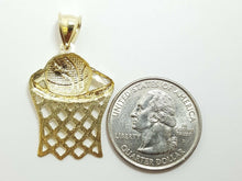 Load image into Gallery viewer, 10k yellow gold basketball net hoop pendant charm sport fine gift jewelry 2.7g
