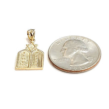 Load image into Gallery viewer, 14k yellow gold tablets of law star of David Jewish Israel torah pendant 2.2g

