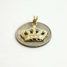 Load image into Gallery viewer, 10k yellow gold crown pendant charm fine jewelry gift necklace diamond cut 1.2g
