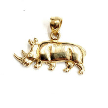 Load image into Gallery viewer, New 14k yellow Gold Rhinoceros Full body animal Pendant charm fine jewelry 3.3g
