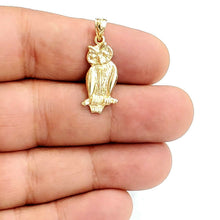 Load image into Gallery viewer, New 14k yellow gold owl bird good luck pendant charm gift fine jewelry 1.9g
