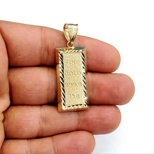 Load image into Gallery viewer, New 10k Yellow Gold 999.9 fine gold bar brick bar Pendant charm diamond cut 3.5g
