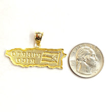 Load image into Gallery viewer, New 10k yellow gold Puerto Rico outline map pendant charm gift fine jewelry 3.7g
