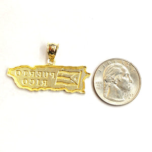 New 10k yellow gold Puerto Rico outline map pendant charm gift fine jewelry 3.7g