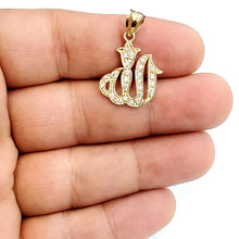 Load image into Gallery viewer, 10K Yellow Gold Allah Islamic God zirconia Pendant Charm religious jewelry 2.2g
