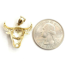 Load image into Gallery viewer, 10k yellow Gold Taurus bull zodiac Pendant cubic zirconia fine gift jewelry 2.8g
