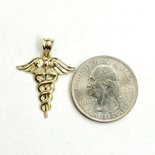 Load image into Gallery viewer, New 10k yellow solid Gold caduceus medical sign Pendant charm fine jewelry 1.1g

