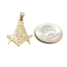 Load image into Gallery viewer, 10k yellow Gold Freemason Masonic Pendant charm gift religious jewelry 2.8g
