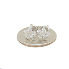 Load image into Gallery viewer, New 14k white Gold 0.16Ct Round Diamond flower stud Earrings Push Back Fastening
