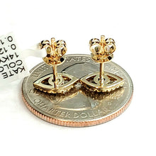Load image into Gallery viewer, New 14k yellow Gold 0.12Ct Diamond 0.14ct turquoise eye stud Earrings Push Back
