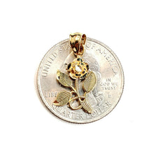 Load image into Gallery viewer, New 14k yellow solid Gold rose flower Pendant charm love fine gift jewelry 1.4g

