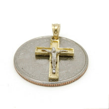 Load image into Gallery viewer, New 14k two tone gold cross Jesus pendant charm fine gift religious jewelry 1.1g
