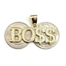 Load image into Gallery viewer, New 10k yellow Gold Boss dollar sign word Pendant charm fine gift jewelry 4.2g
