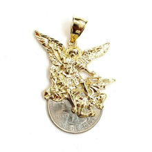 Load image into Gallery viewer, New 10k yellow gold saint Michael pendant charm fine religious gift jewelry 5.4g
