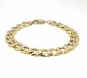 New Men's Women's 10K two tone Gold hollow Cuban Link bracelet 10.75mm 9" 17.3g