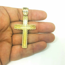 Load image into Gallery viewer, 10k two tone gold cross pendant cubic zirconia gift fine religious jewelry 8.6g
