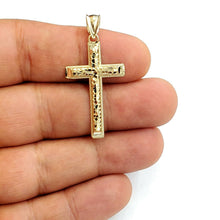 Load image into Gallery viewer, New 10k yellow gold nugget cross pendant charm fine jewelry religious gift 1.9g
