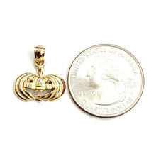 Load image into Gallery viewer, 14k yellow gold pumpkin pendant charm Halloween scary spooky fine jewelry 1.7g

