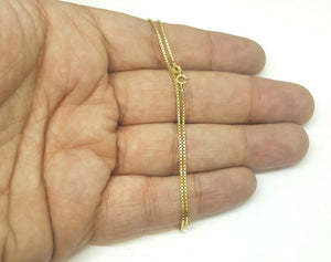 New 14K Yellow Gold 0.95mm Square Box Chain Necklace fine gift jewelry 3.2g 22"