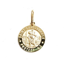 Load image into Gallery viewer, 14k solid yellow Gold round saint Christopher Pendant religious gift 0.60" 2.1g

