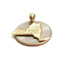 Load image into Gallery viewer, New 14k yellow gold New York outline map pendant charm gift fine jewelry 2.3g
